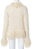 Black Casual Solid Tassel Cardigan Outerwear