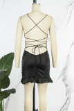 White Sexy Solid Backless Cross Straps Spaghetti Strap Sleeveless Dress Dresses