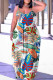 White Sexy Casual Print Backless Spaghetti Strap Long Dress Dresses