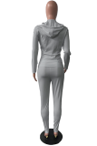 Pink Casual Letter Patchwork Draw String Pocket Hooded Collar Long Sleeve Two Pieces