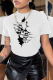 White Casual Street Print Patchwork O Neck T-Shirts
