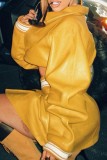 Yellow Casual Solid Patchwork Turndown Collar Long Sleeve Two Pieces
