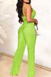 Red Sexy Casual Solid Backless V Neck Sleeveless Two Pieces