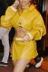 Yellow Casual Solid Patchwork Turndown Collar Long Sleeve Two Pieces