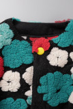 Grey Casual Print Patchwork Buckle Outerwear