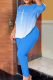 Sky Blue Casual Letter Print Patchwork Fold O Neck Three Quarter Two Pieces