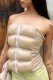 Khaki Casual Solid Patchwork Backless Zipper Strapless Tops
