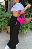 Pink Casual Solid Patchwork Regular High Waist Conventional Solid Color Trousers