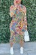 Colour Casual Print Patchwork Half A Turtleneck Long Sleeve Dresses