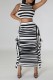 Black Casual Striped Print Patchwork O Neck Sleeveless Two Pieces