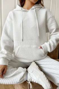 White Casual Solid Basic Hooded Collar Tops