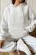 White Casual Solid Basic Hooded Collar Tops