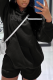 Black Casual Daily Print Draw String Hooded Collar Tops