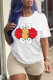 White Casual Daily Print Patchwork O Neck T-Shirts