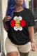 Black Casual Daily Print Patchwork O Neck T-Shirts