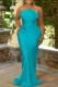 Green Sexy Solid Metal Accessories Decoration Backless Halter Long Dress Dresses