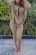 Camel Casual Print Basic Turtleneck Long Sleeve Two Pieces