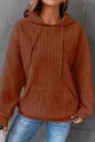 Tangerine Red Casual Solid Basic Hooded Collar Tops