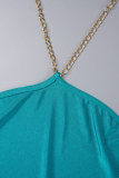 Red Sexy Solid Metal Accessories Decoration Backless Halter Long Dress Dresses