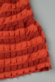 Red Casual Patchwork Contrast Skinny High Waist Conventional Skirts