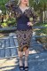 Black Sexy Print Patchwork V Neck One Step Skirt Dresses