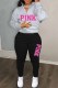 Grey Street Print Letter Zipper Collar Long Sleeve Two Pieces