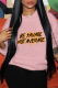 Pink Casual Street Print Draw String Hooded Collar Tops