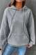 Grey Casual Solid Basic Hooded Collar Tops
