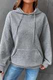 Dark Gray Casual Solid Basic Hooded Collar Tops