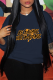 Navy Blue Casual Street Print Draw String Hooded Collar Tops
