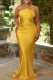 Orange Sexy Solid Metal Accessories Decoration Backless Halter Long Dress Dresses
