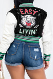 Black Casual Print Patchwork Cardigan Outerwear