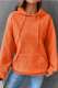 Tangerine Red Casual Solid Basic Hooded Collar Tops
