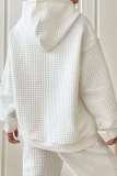 White Casual Solid Basic Hooded Collar Tops