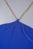 Red Sexy Solid Metal Accessories Decoration Backless Halter Long Dress Dresses