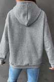Dark Gray Casual Solid Basic Hooded Collar Tops
