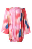 Colour Casual Print Patchwork Off the Shoulder Printed Dress Dresses