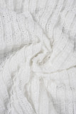 White Casual Solid Patchwork Oblique Collar Long Sleeve Dresses