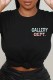 Black Street Print Letter O Neck T-Shirts