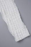 White Casual Solid Patchwork Oblique Collar Long Sleeve Dresses