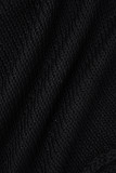 Black Sexy Color Lump Bandage Backless High Opening Contrast Asymmetrical Collar Long Sleeve Two Pieces