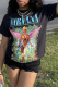 Black Daily Vintage Print Patchwork O Neck T-Shirts