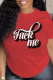 Red Casual Daily Print Letter O Neck T-Shirts