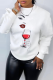 White Casual Print Patchwork O Neck Tops