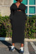 Black Casual Solid Bandage Patchwork Turndown Collar Long Sleeve Two Pieces