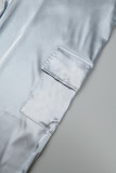Silver Casual Street Solid Patchwork Pocket Straight Low Waist Straight Solid Color Bottoms