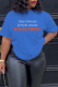 Royal Blue Casual Vintage Print Patchwork O Neck T-Shirts
