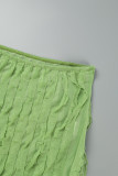 Green Sexy Solid Tassel Bandage Backless Halter Sleeveless Two Pieces