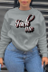 Dark Gray Casual Print Letter O Neck Tops