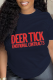 Navy Blue Daily Vintage Print Patchwork Letter O Neck T-Shirts